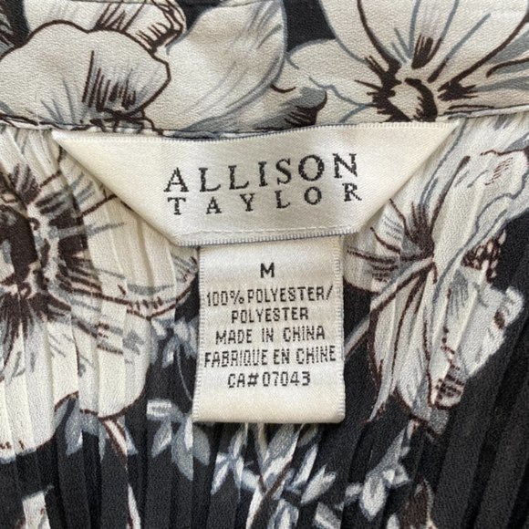 Allison Taylor Black & White Floral Blouse sz M - Picture 6 of 6